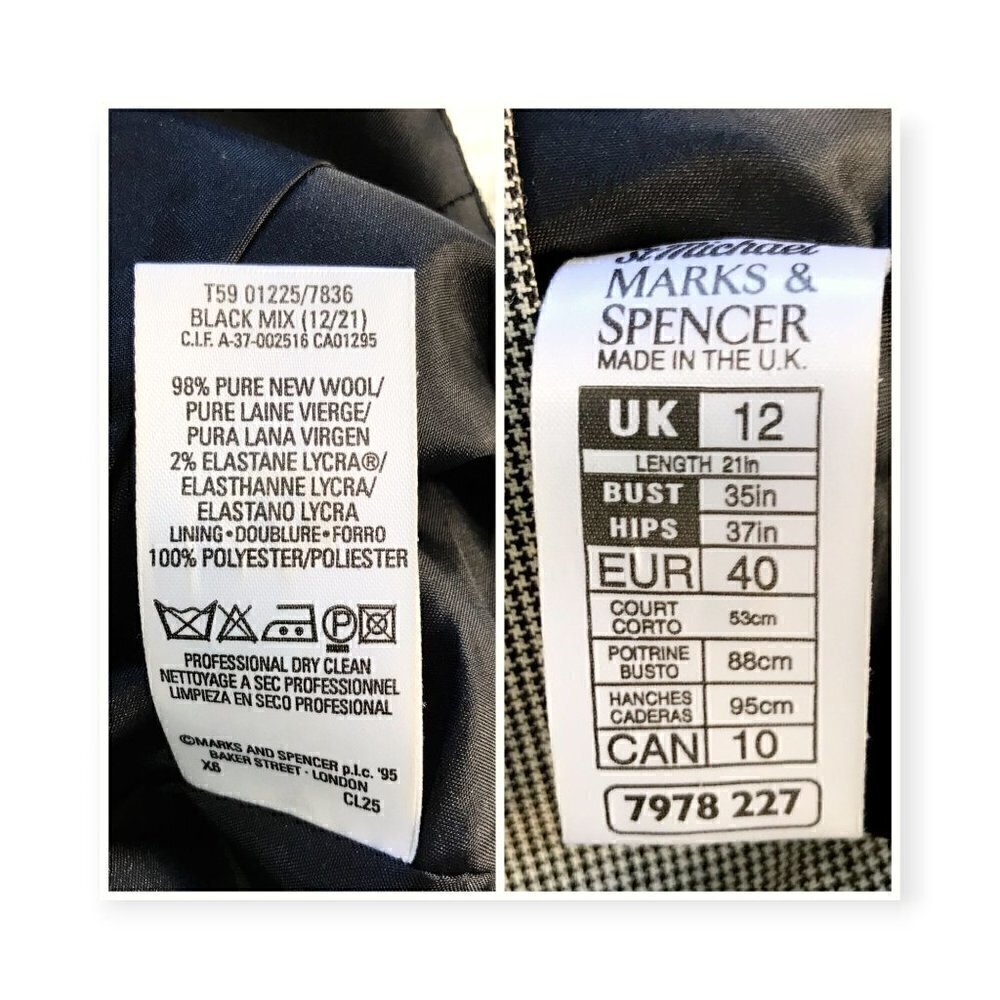 Marks & Spencer Wool Plaid Shift Dress, Size Uk12 (Us10), Vintage, 90s/Y2k, Neve — image 8 of 8
